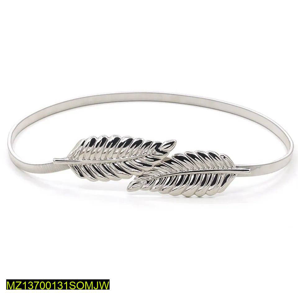 Silver Double Leaf Waist Belt Adjustable for Women