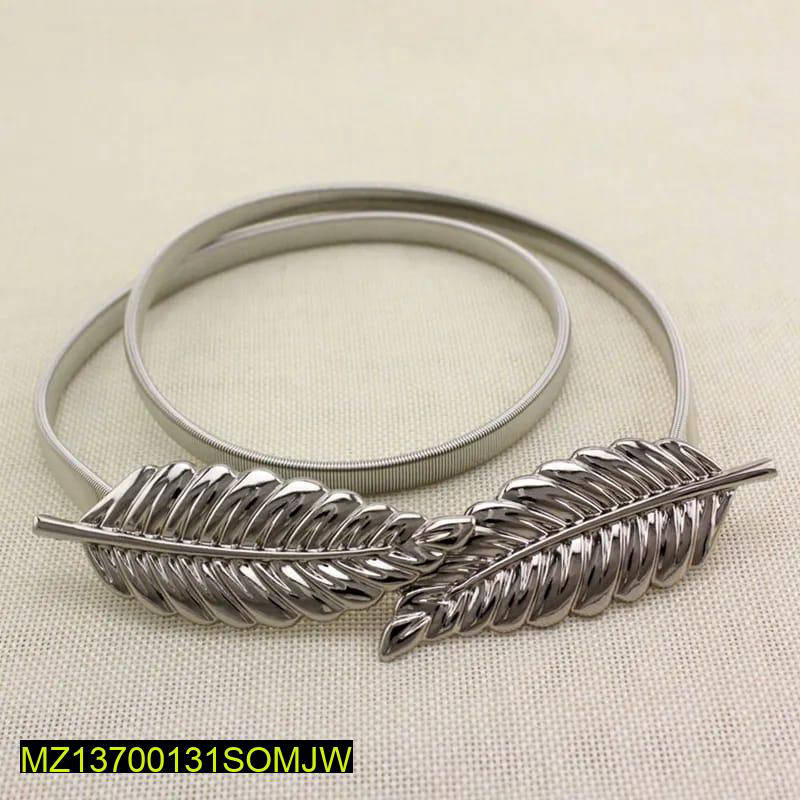Silver Double Leaf Waist Belt Adjustable for Women