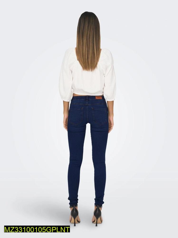 Women's Slim Fit Indigo Denim Jeans with High Waist
