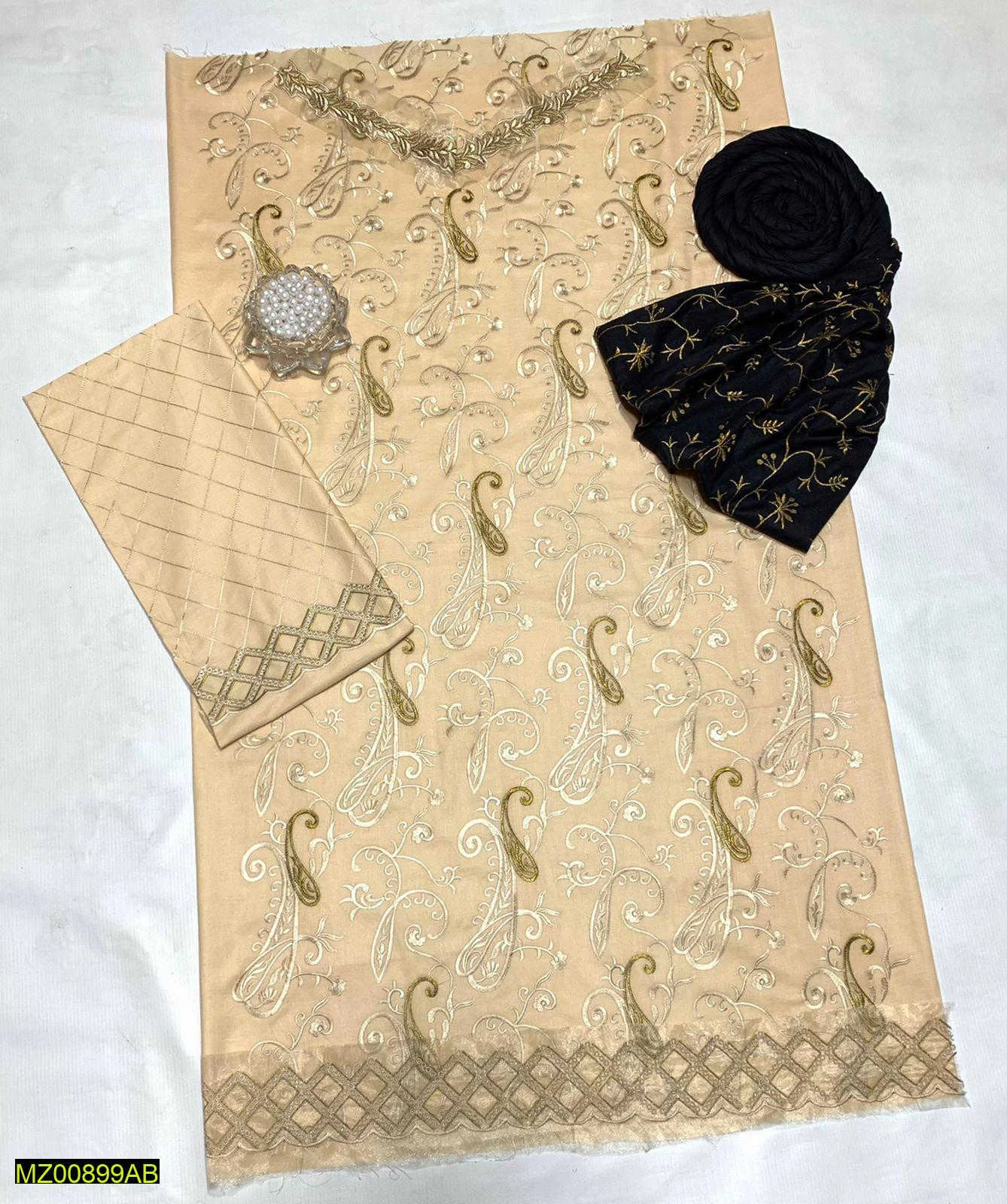 Unstitched 3PC Lawn Suit Maria B Inspired Heavy Embroidered