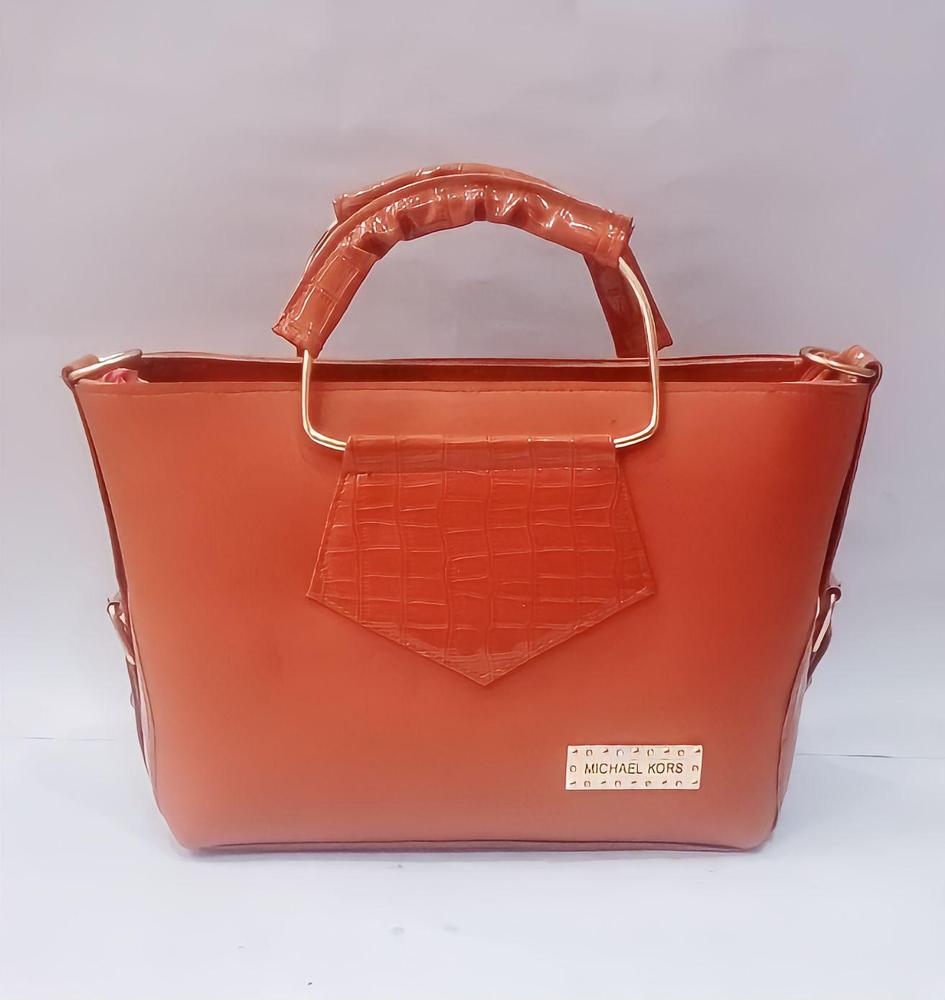 Orange Croc Embossed Handbag for Women with Adjustable Strap