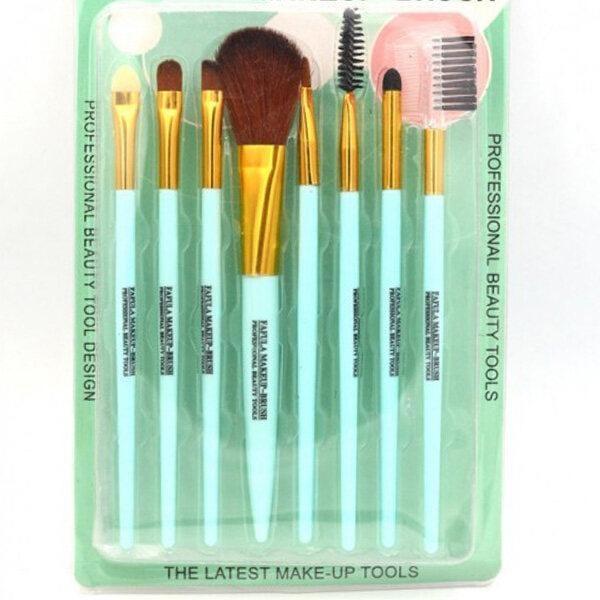 8 Piece Makeup Brush Set Pink Gold ABS Plastic