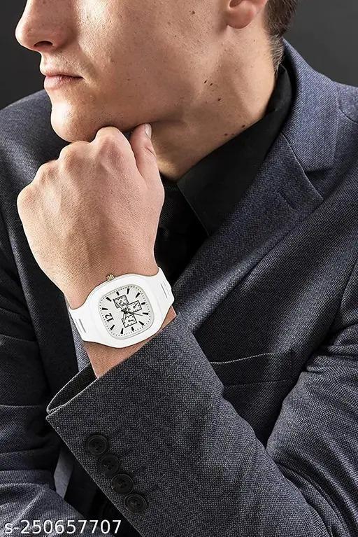 White Silicone Analog Watch for Men