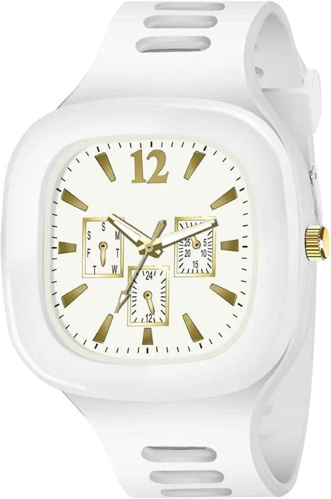 White Silicone Analog Watch for Men