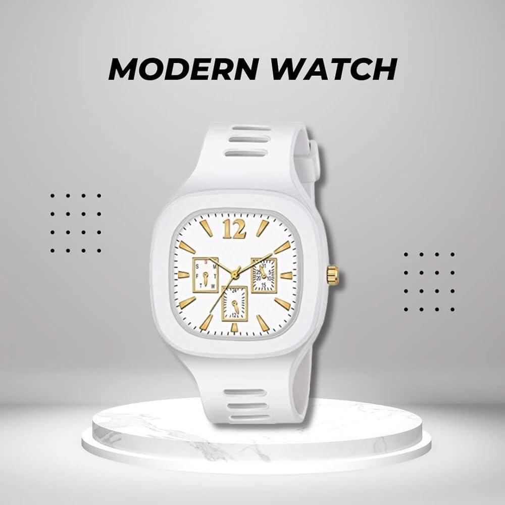 White Silicone Analog Watch for Men