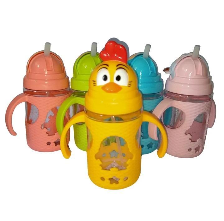 Kids Feeder Blue Silicone Straw Drinking Set