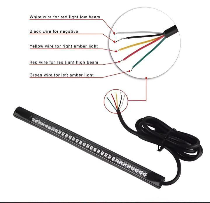48LED Motorcycle LED Strip Red Amber White PVC