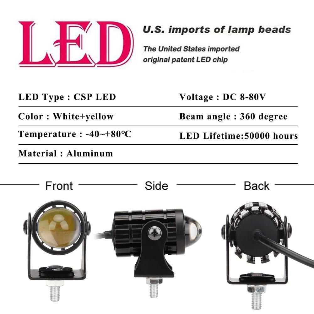 Mini Driving LED Lights White Yellow ABS Durable