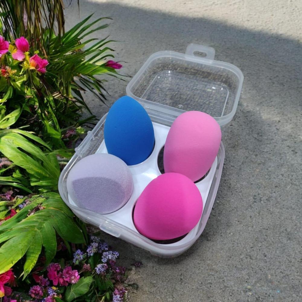 Egg Shape Blending Brushes 4 Colors Storage Case