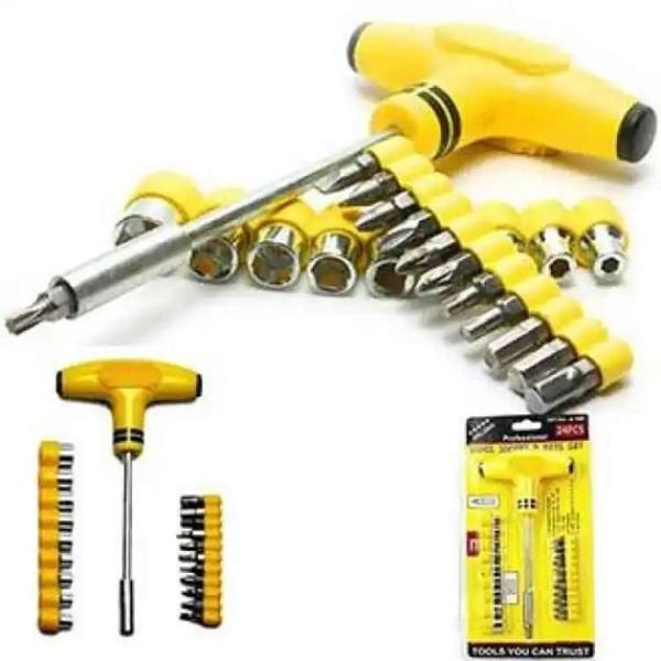 24-Piece Stainless Steel Screwdriver Set Yellow