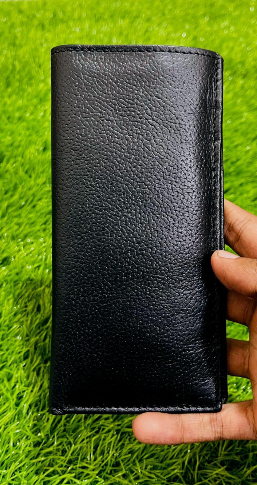 Textured Synthetic Leather Wallet Black Brown Mustard 6.3"