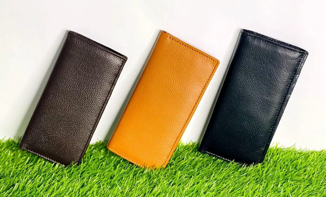 Textured Synthetic Leather Wallet Black Brown Mustard 6.3"