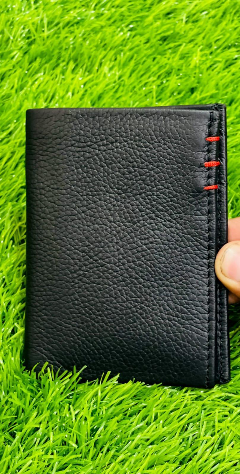 Men's Textured PU Leather Bi Fold Wallet Black Brown 4.4"