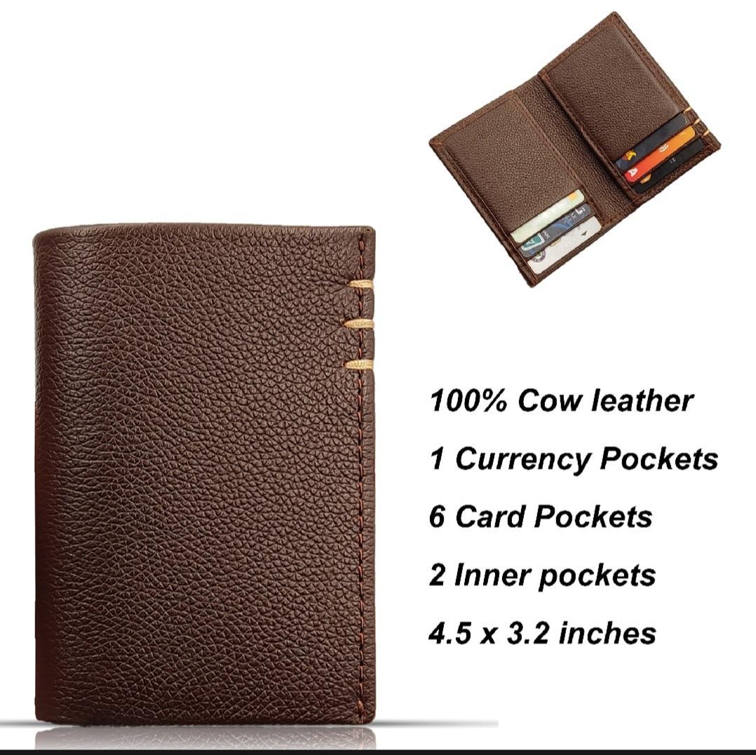 Men's Textured PU Leather Bi Fold Wallet Black Brown 4.4"
