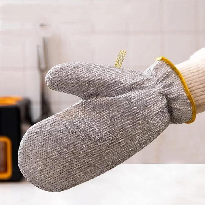 Steel Wire Kitchen Cleaning Glove Silver