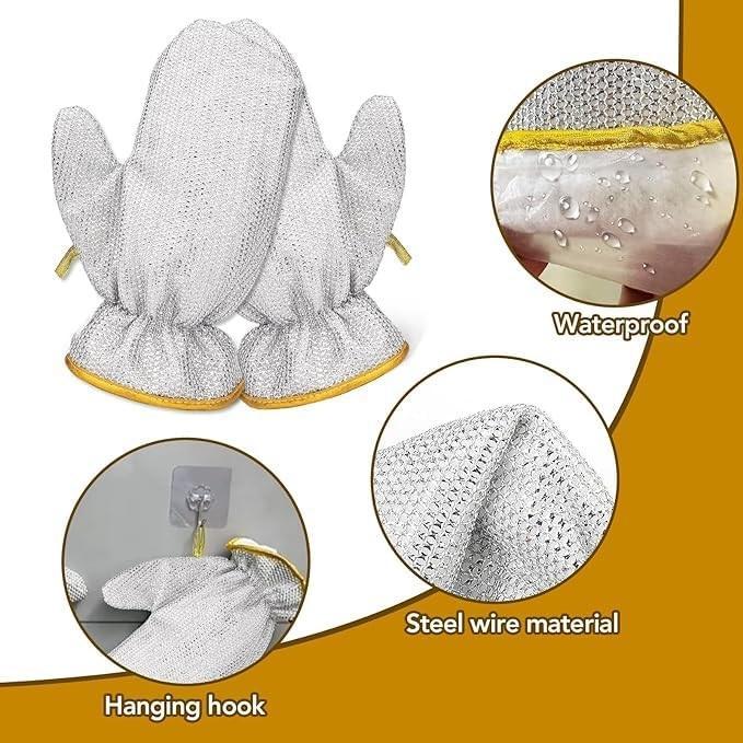 Steel Wire Kitchen Cleaning Glove Silver