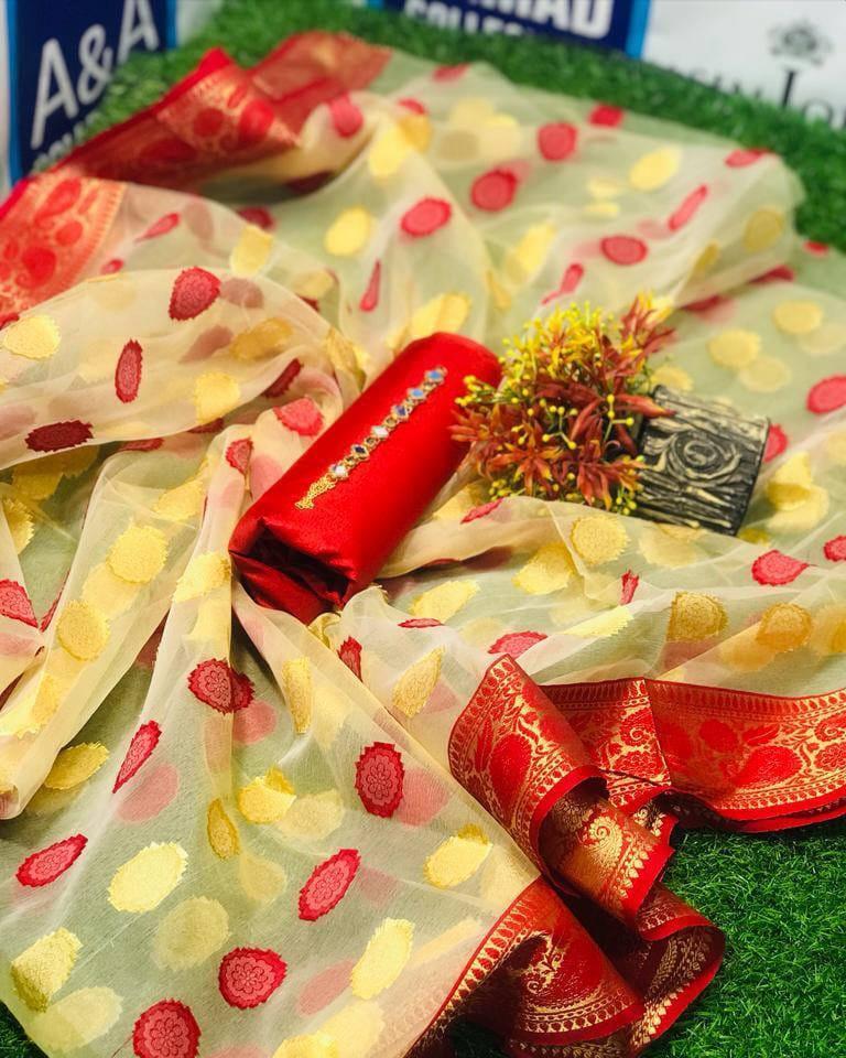 3-Piece Katan Silk Suit with Organza Dupatta