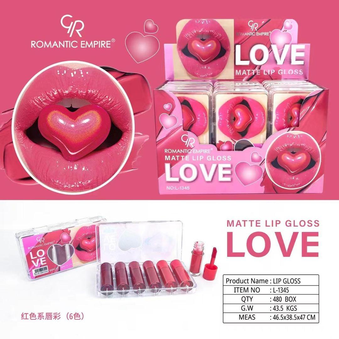 Romantic Empire Matte Lip Gloss Set 6 Pcs Heart Theme