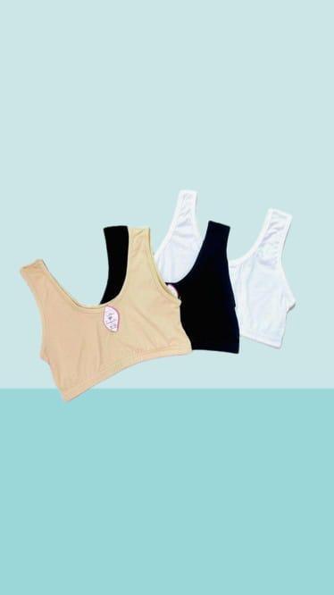 Summer Cotton Bra Tops Pack of 3 Black White Ivory