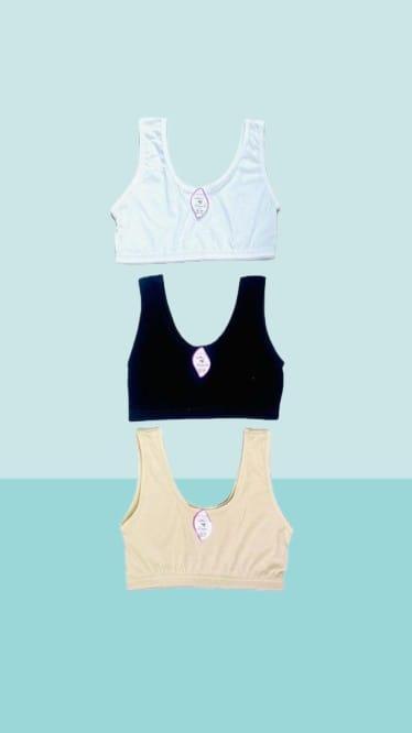 Summer Cotton Bra Tops Pack of 3 Black White Ivory