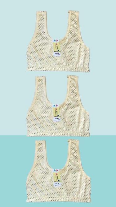 Ivory Printed Jersey Bra for Women M L XL
