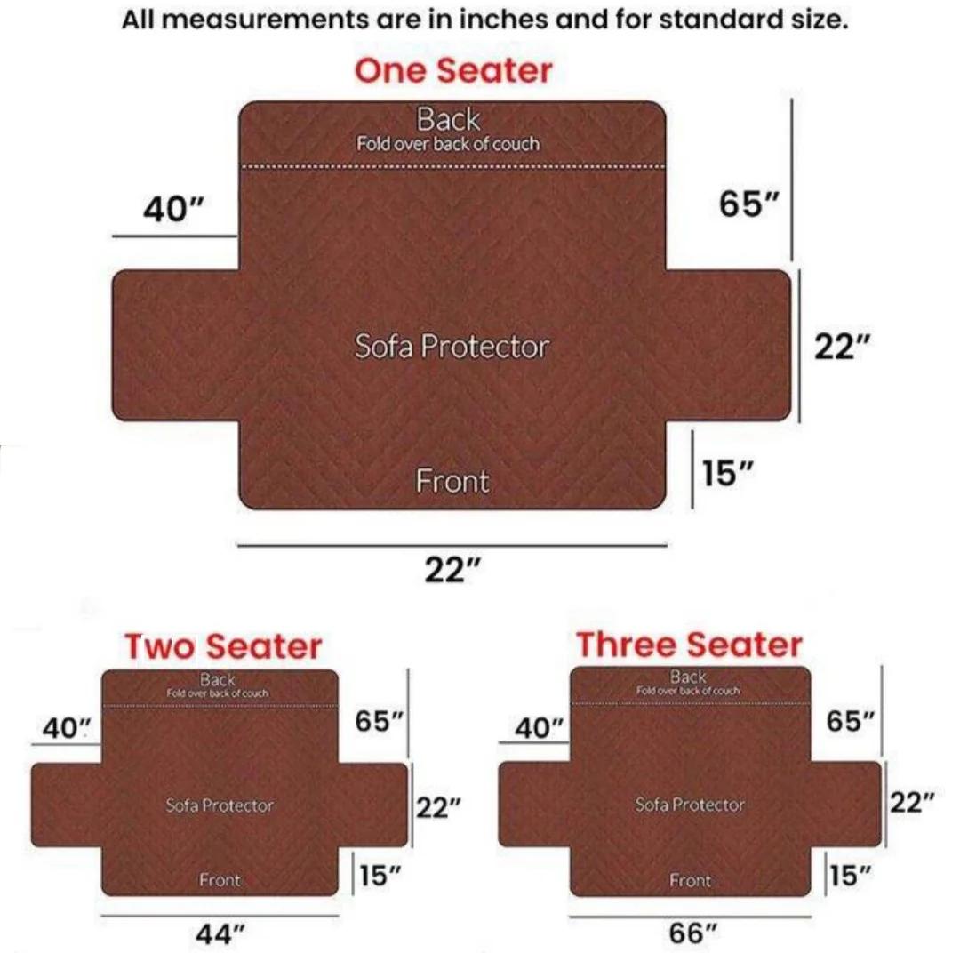5 Seater Quilted Sofa Cover Copper Brown
