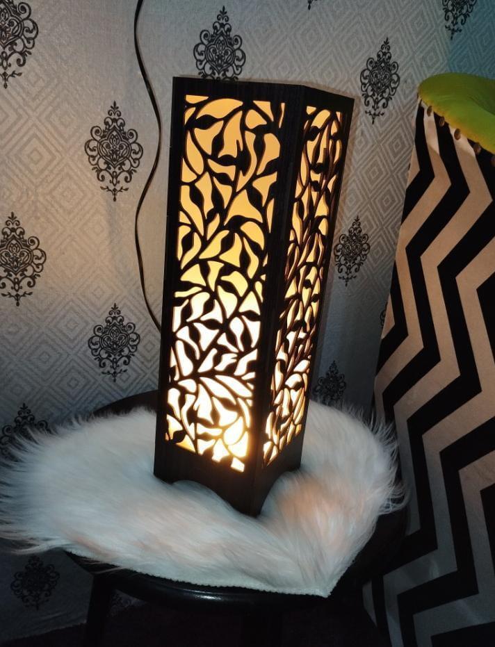 Wooden Leaf Pattern Lamp for Home Office Decor