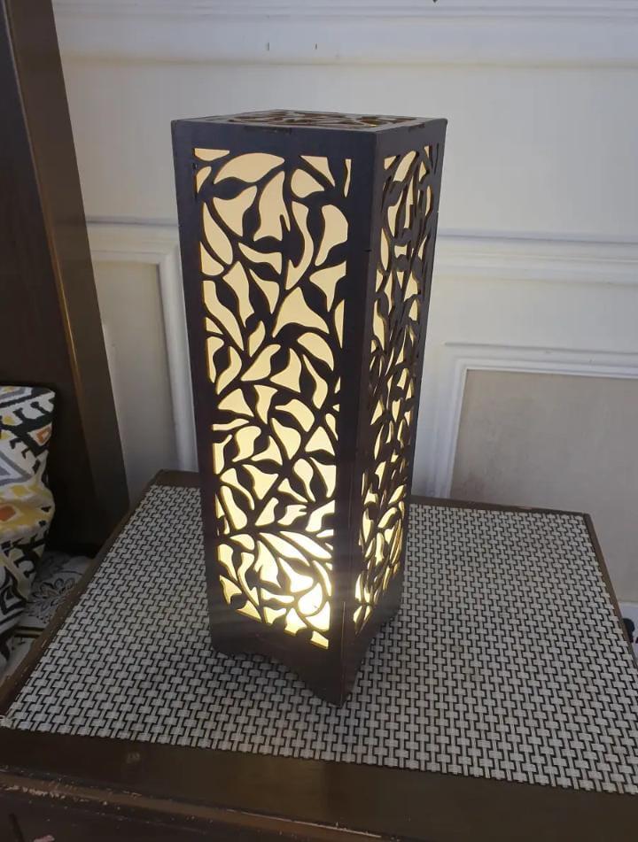 Wooden Leaf Pattern Lamp for Home Office Decor