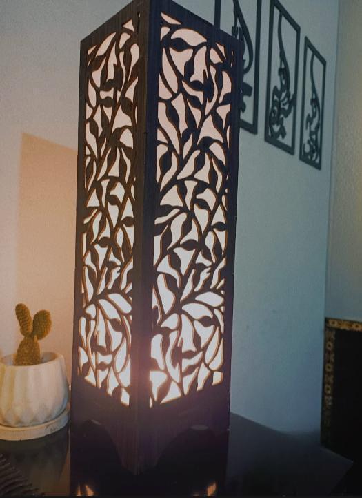 Wooden Leaf Pattern Lamp for Home Office Decor