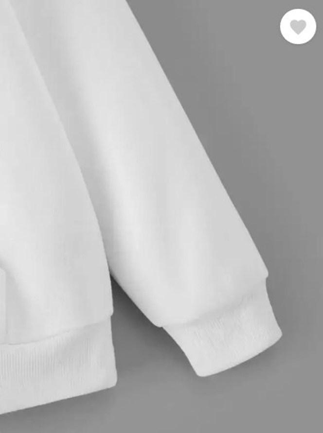 Men's Fleece Hoodie White Kangaroo Pocket Medium to XL