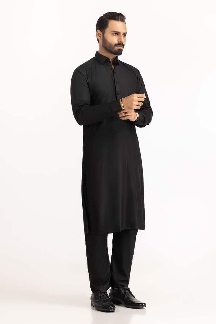 Men's Plain Black Wash & Wear Suit Winter Use