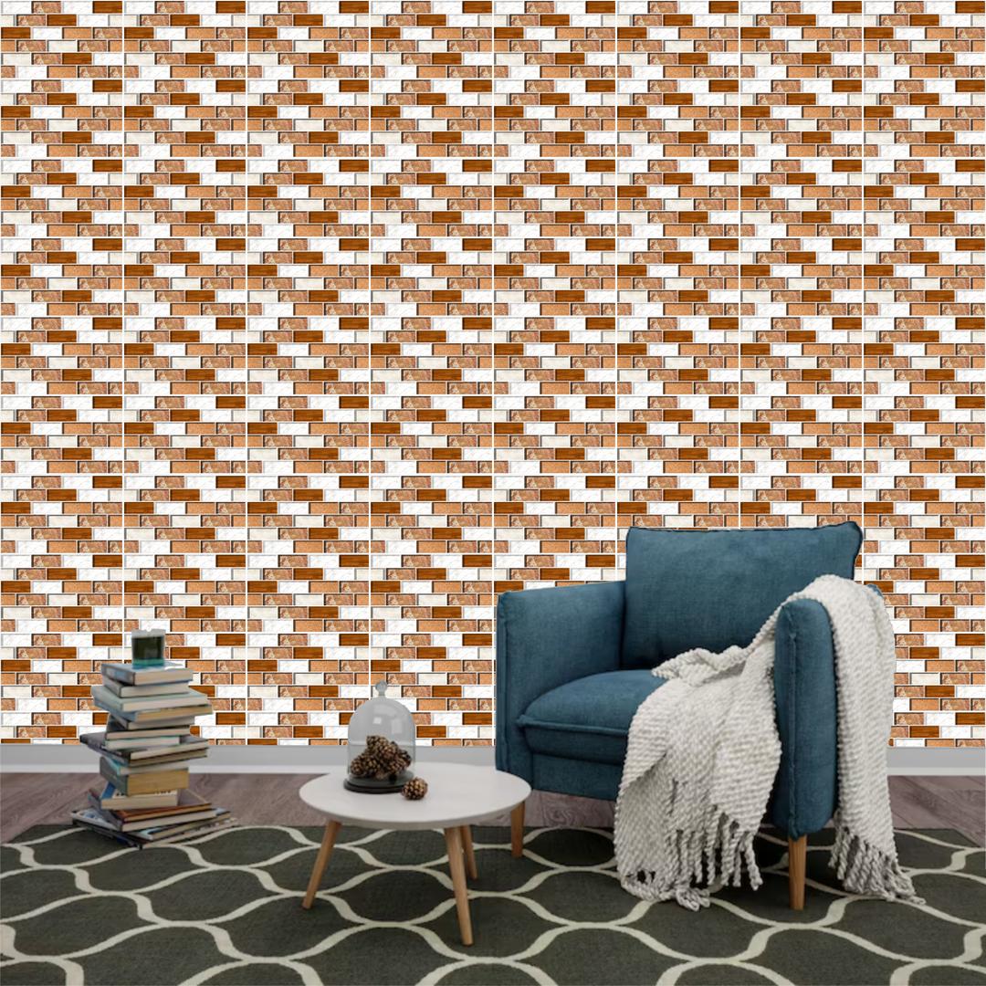Modern Quartz Wall Sticker Brown Marble Pattern No Tools