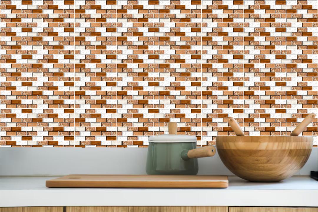 Modern Quartz Wall Sticker Brown Marble Pattern No Tools
