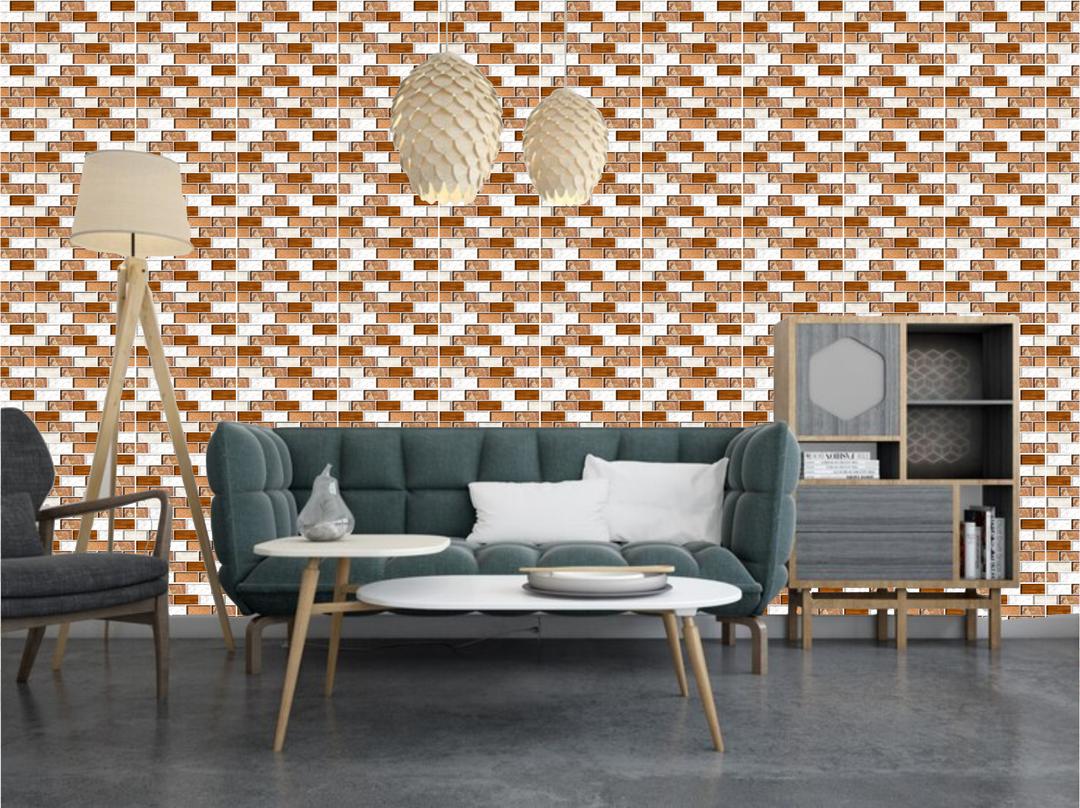 Modern Quartz Wall Sticker Brown Marble Pattern No Tools