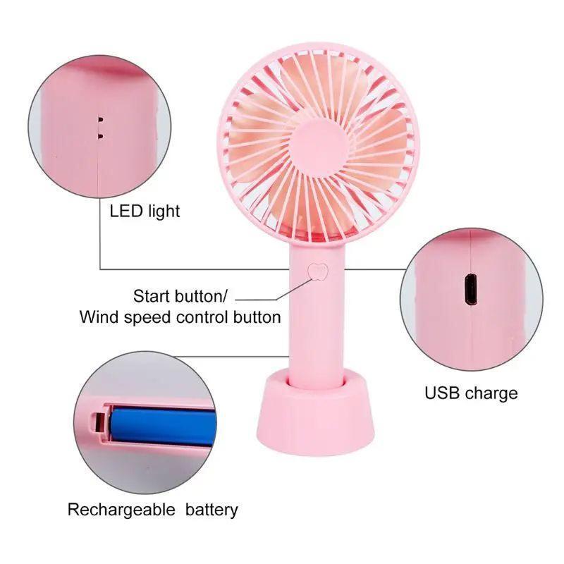 Rechargeable Mini Fan Black Portable for Hot Weather