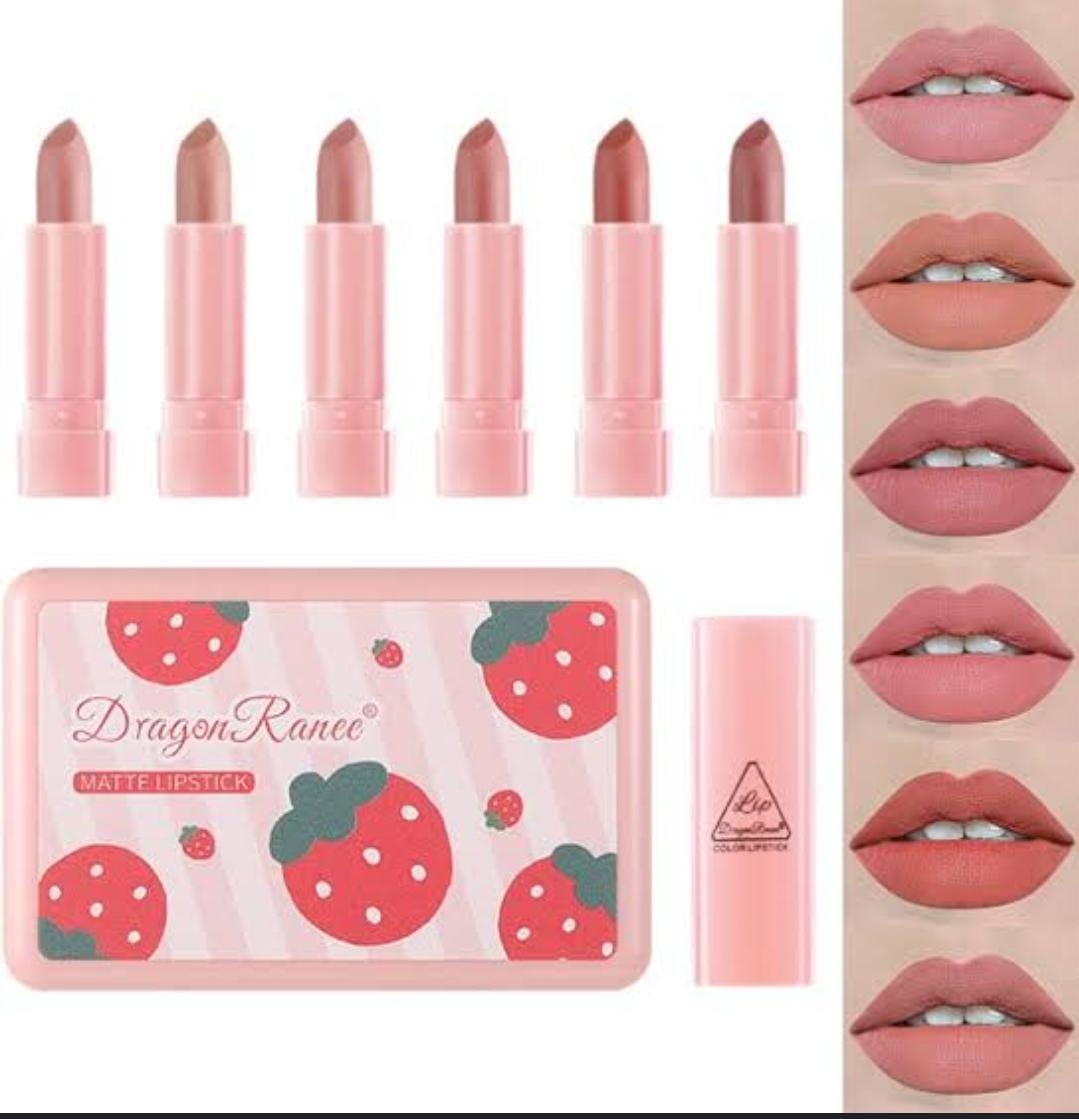 Matte Lipstick Set 6 Shades Nude Long Lasting