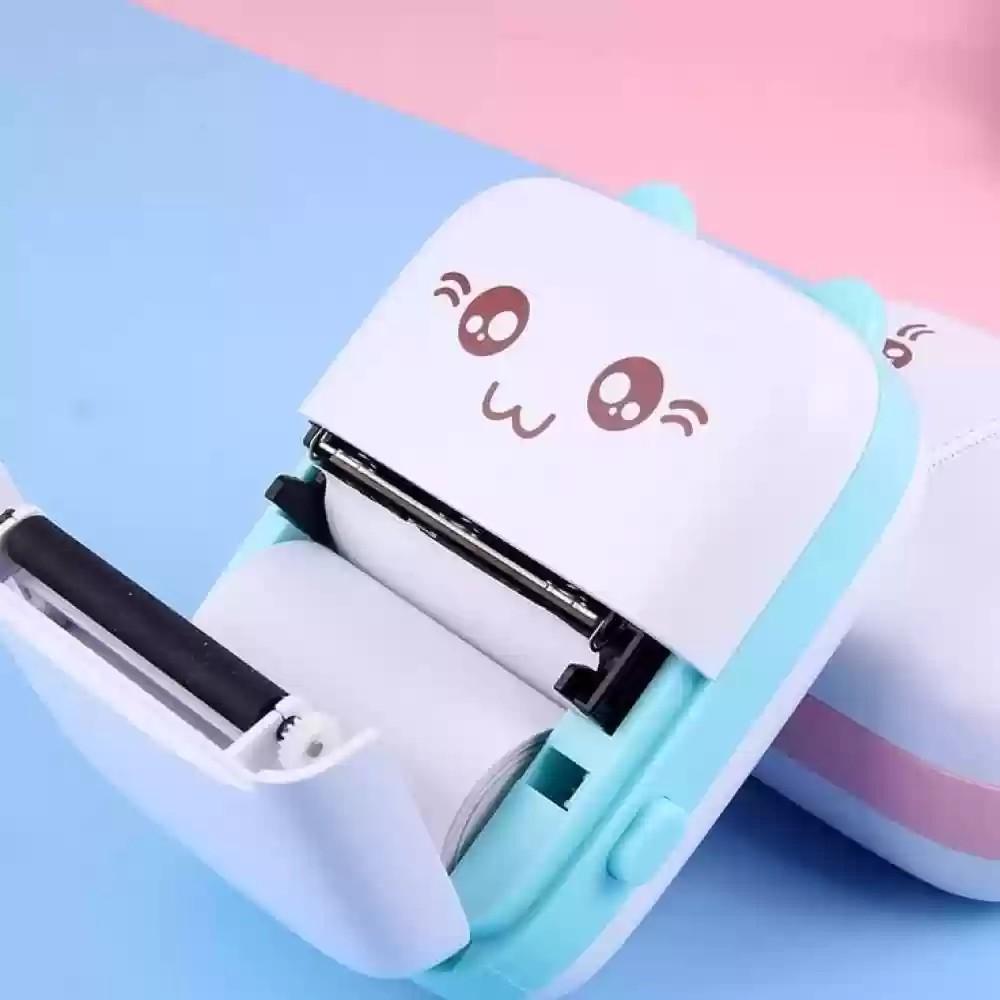 Portable Mini Printer with Cat Design, Inkless Thermal, Bluetooth