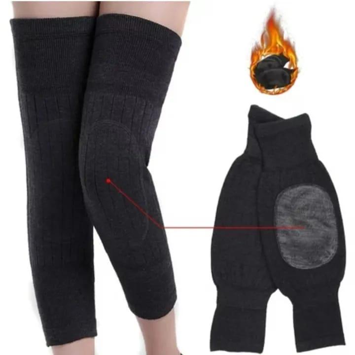 Black Wool Knee Warmers for Daily Wear