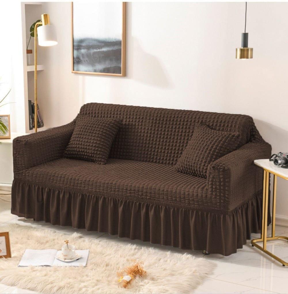 Premium Quality 5 Seater Jersey Sofa Cover Brown Textured