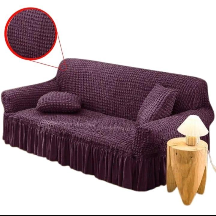 7 Seater Sofa Cover Purple Textured Jersey Fabric