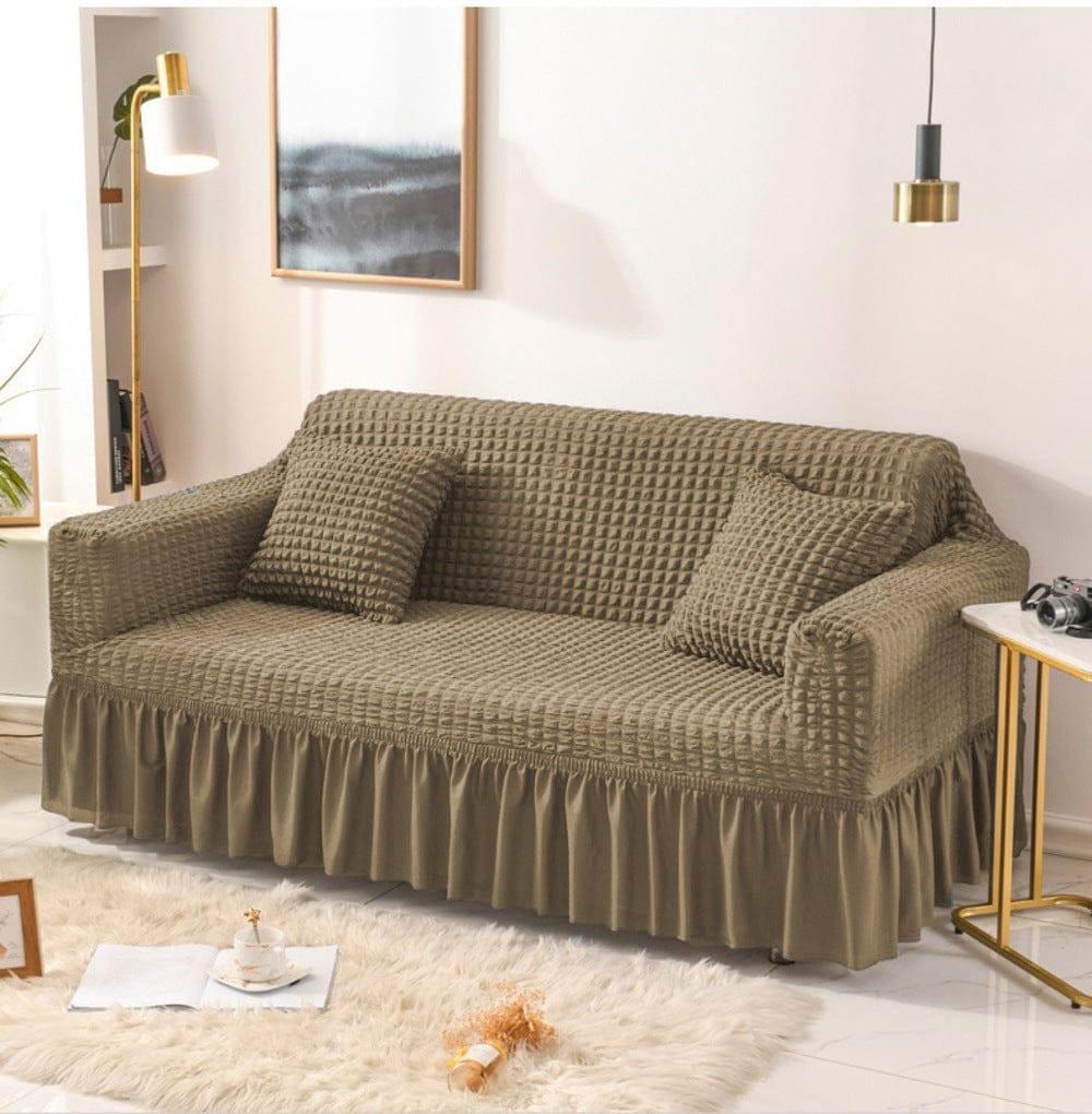Beige Textured Jersey 7 Seater Sofa Cover Set