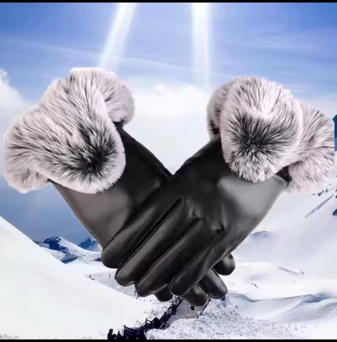 Premium Leather Gloves Black Winter Warm Pakistan