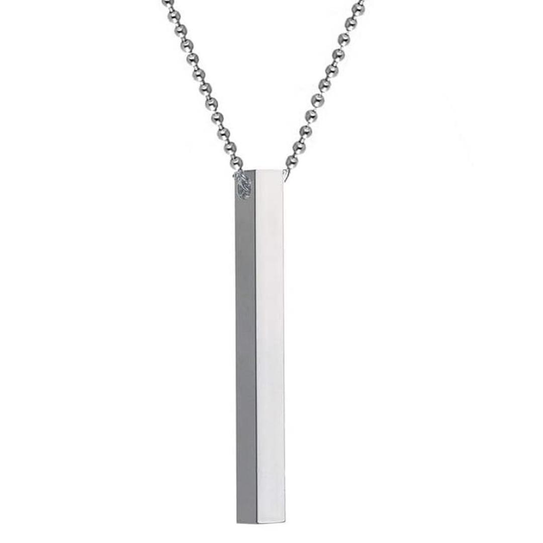 Stainless Steel Vertical Bar Necklace Silver Minimalist