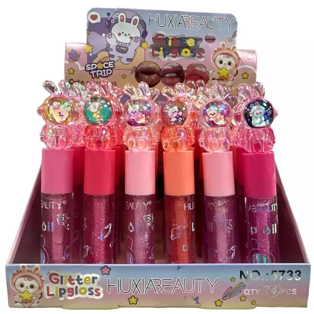 Multicolor Glossy Lip Gloss with Bear Caps