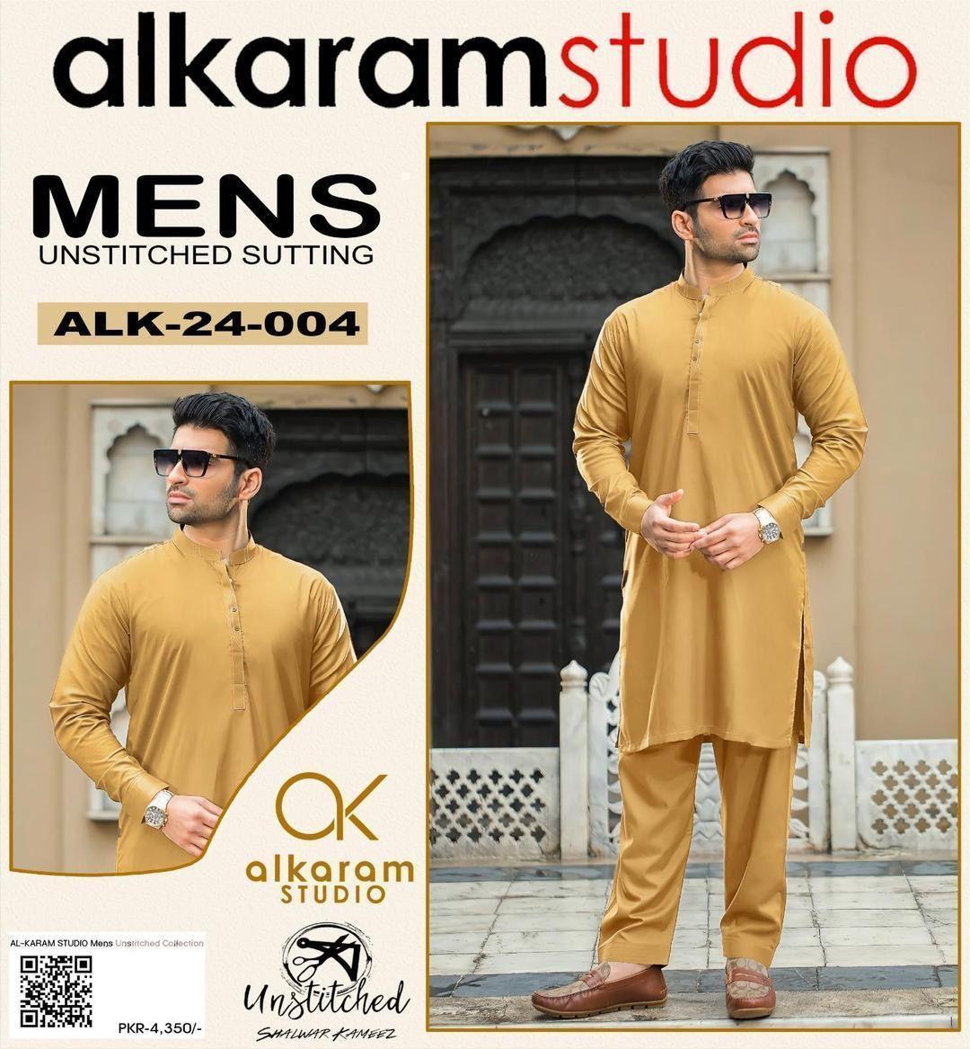Men's Camel Wash & Wear Suit Unstitched