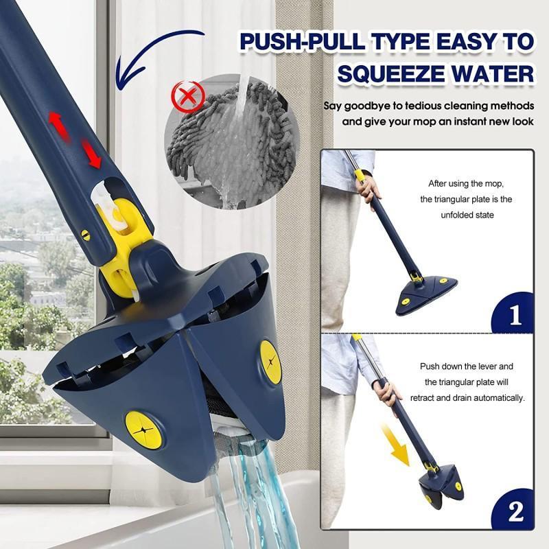 Blue Triangular Mop for Home Cleaning ABS Plastic