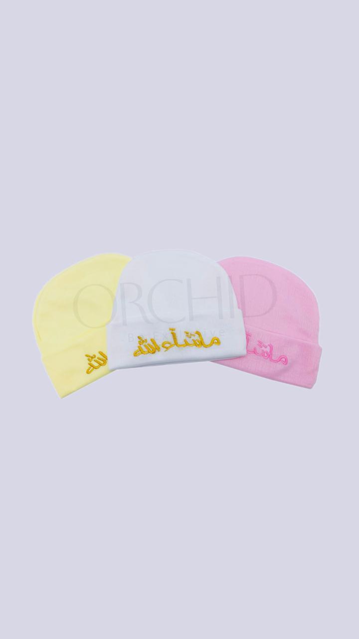 Embroidered Baby Caps Set of 3 Cotton Pakistan