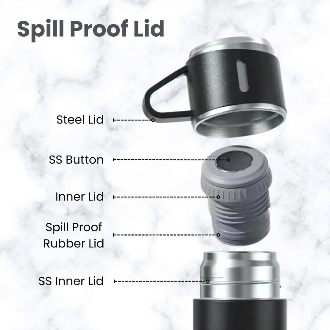 Stainless Steel Vacuum Flask Set Black Matte