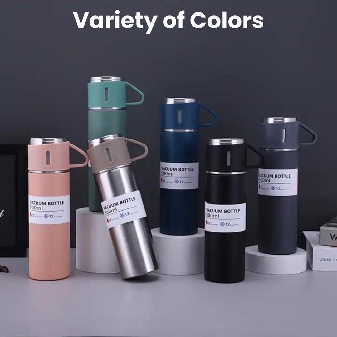 Stainless Steel Vacuum Flask Set Black Matte