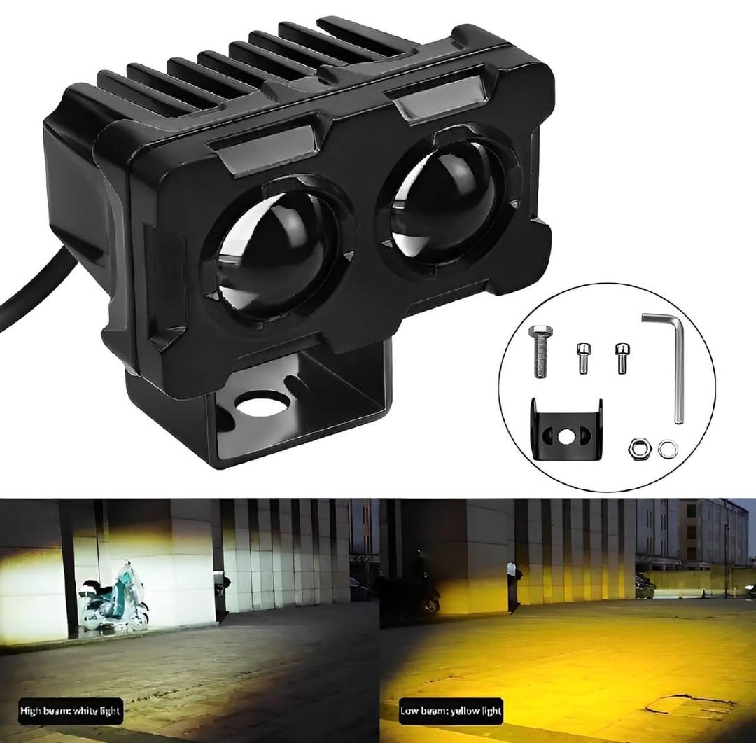 Motorcycle Dual Color LED Headlight White Yellow